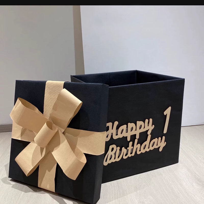 宝宝周岁布置惊喜盒子生日派对礼物盒抓周装饰礼盒手工蝴蝶结盒子