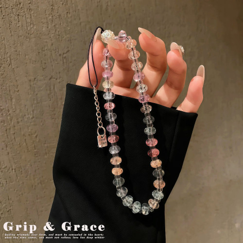 GripGrace糖果透彩水晶串珠手机挂链ccd相机手腕短款挂链防丢清新