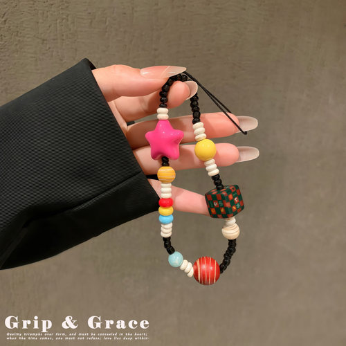 Grip Grace星星手机链彩色手工串珠ins风ccd相机包包挂饰链小众