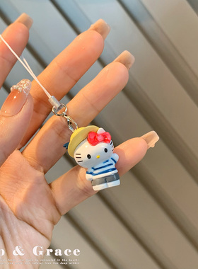 可爱卡通KY猫挂坠手机链串珠包包挂饰钥匙扣手机壳挂绳ccd相机女