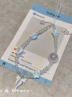 Grip Grace蝴蝶结吊坠串珠手机链条ccd相机挂饰钥匙扣手机壳挂绳