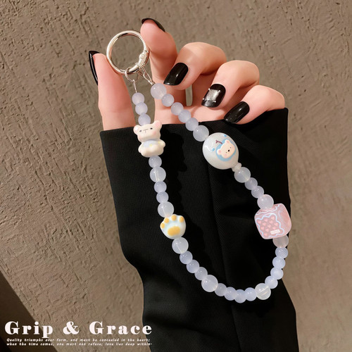 Grip Grace夏日浅蓝色串珠百搭手机链ccd相机包包钥匙挂饰清新款