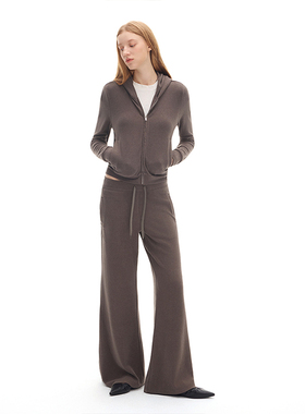 SHALL NOT UNTRUE 天鹅绒复古垂感微喇卫裤休闲短款连帽卫衣套装