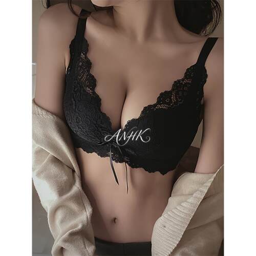ANHK性感内衣女小胸聚拢显大无钢圈收副乳防下垂蕾丝文胸套装