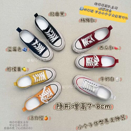 狗仔仔8cm内增高厚底帆布鞋女