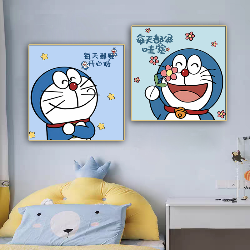 动漫卡通机器猫哆啦A梦男孩房间免打孔装饰画卧室墙画桌面摆画图片
