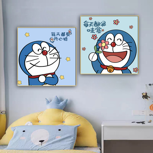 动漫卡通机器猫哆啦A梦男孩房间免打孔装饰画卧室墙画桌面摆画