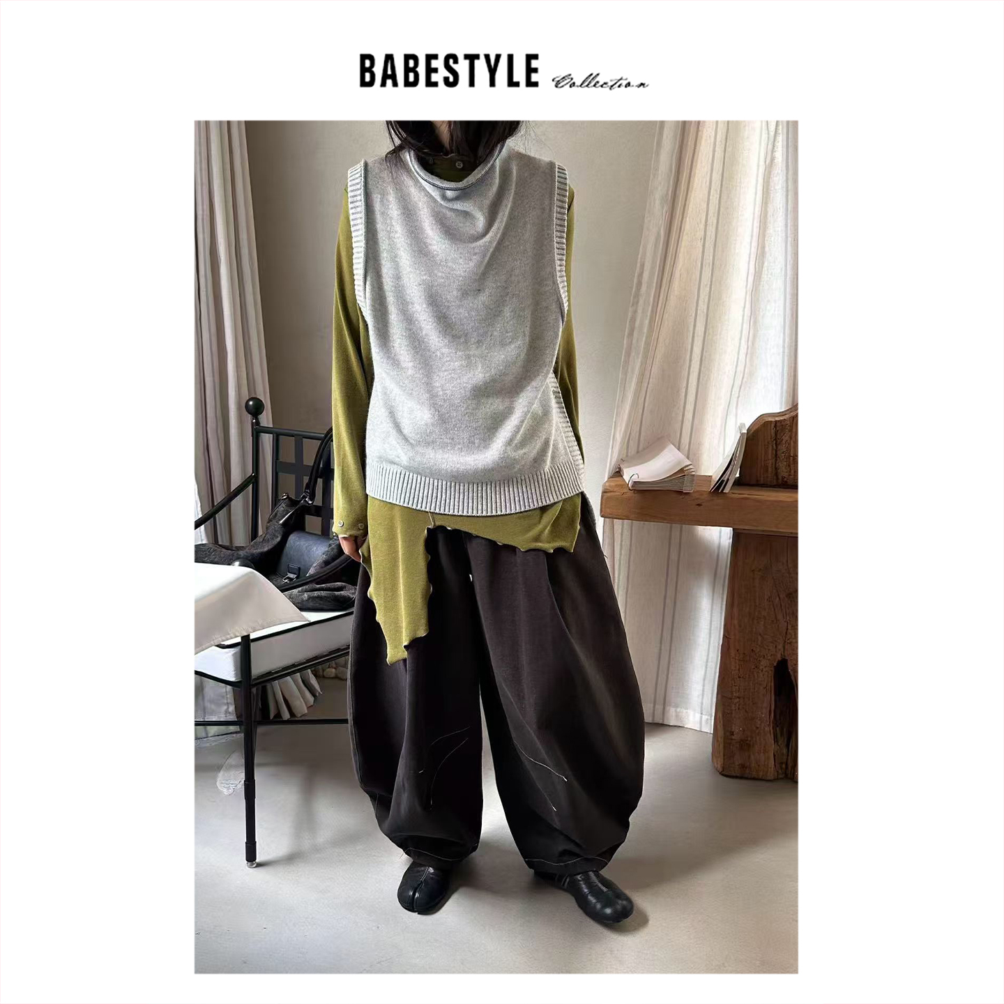 YANJIJIAN+侧边扣飘带+羊毛马夹