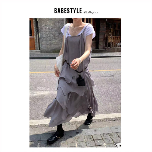 BABESTYLE |“游牧都市”YAN 仙气飘飘不规则下摆串珠飘带半身裙