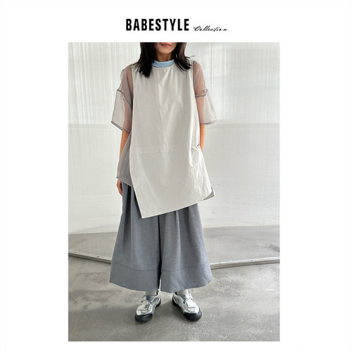 BABESTYLE |“留白” YSS 首尔极简开叉设计叠穿宽松背心马夹