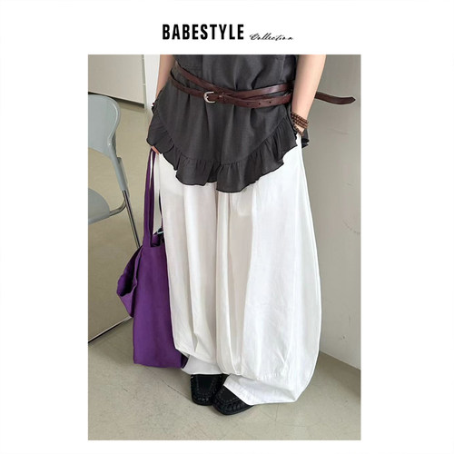 BABESTYLE |“克制” YAN 日式极简文艺弧形廓形设计百搭休闲裤