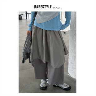 首尔气质通勤不规则裙摆假两件休闲裤 BABESTYLE 设计系学姐