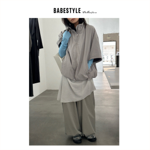 外套 首尔简约轻机能风立领花苞五分袖 BABESTYLE 山系少女