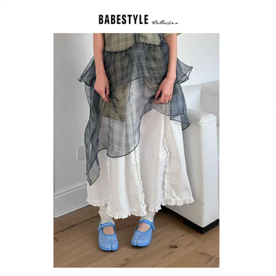 BABESTYLE |“文艺女孩” YAN 日式简约文艺气质木耳小花边半身裙