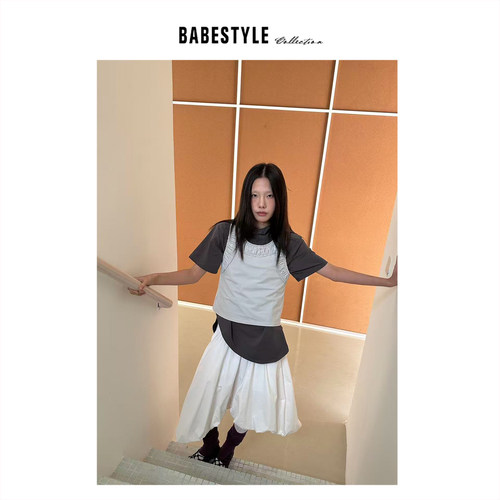 BABESTYLE |“微山系女孩” YAN 日式极简叠穿手工褶皱短款背心
