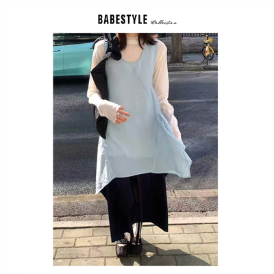 BABESTYLE |“果冻夏日” YAN 日式不规则设计裙摆骨感天丝背心