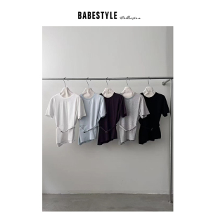 BABESTYLE 精神内核 日式 极简腰带设计分割剪裁通勤显瘦短袖