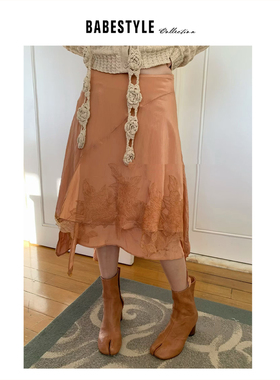BABESTYLE |“浪漫野心家”法式复古气质不规则拼接蕾丝半身裙