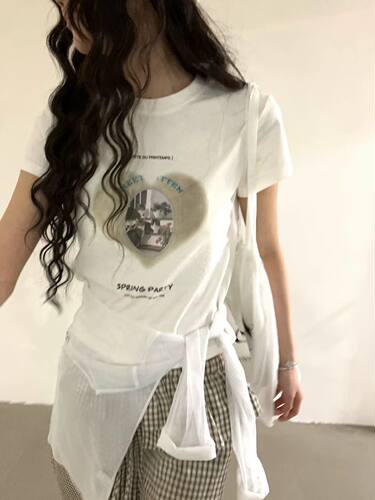 umbriel+复古印花+正肩短袖T
