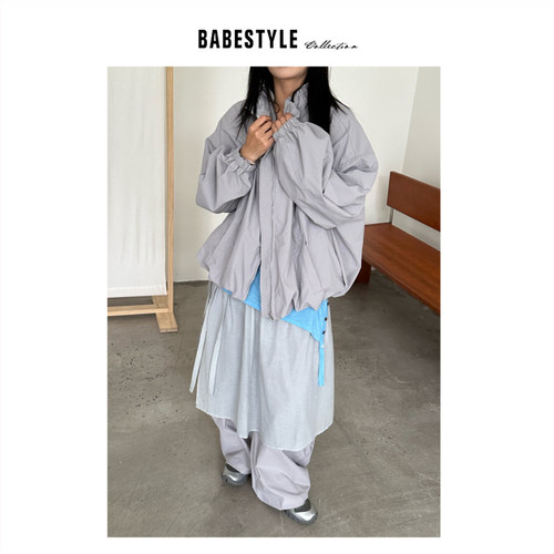 BABESTYLE |“时髦女编辑”首尔简约轻机能风松弛感百搭拉链外套