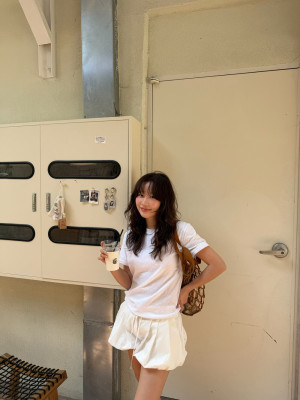 BABESTYLE｜SAN 细节控首尔简约基本款带鱼骨线竹节棉百搭短袖T