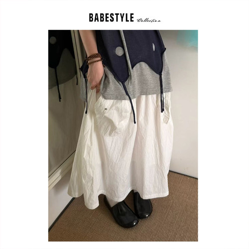 BABESTYLE |“夏天的海” YAN 日式文艺轻量感机能风大口袋半身裙