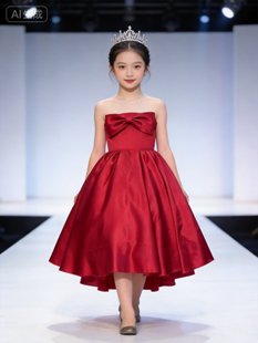 出租高端丝质绸缎130规格女童公主裙女孩生日钢琴主持人演出礼服