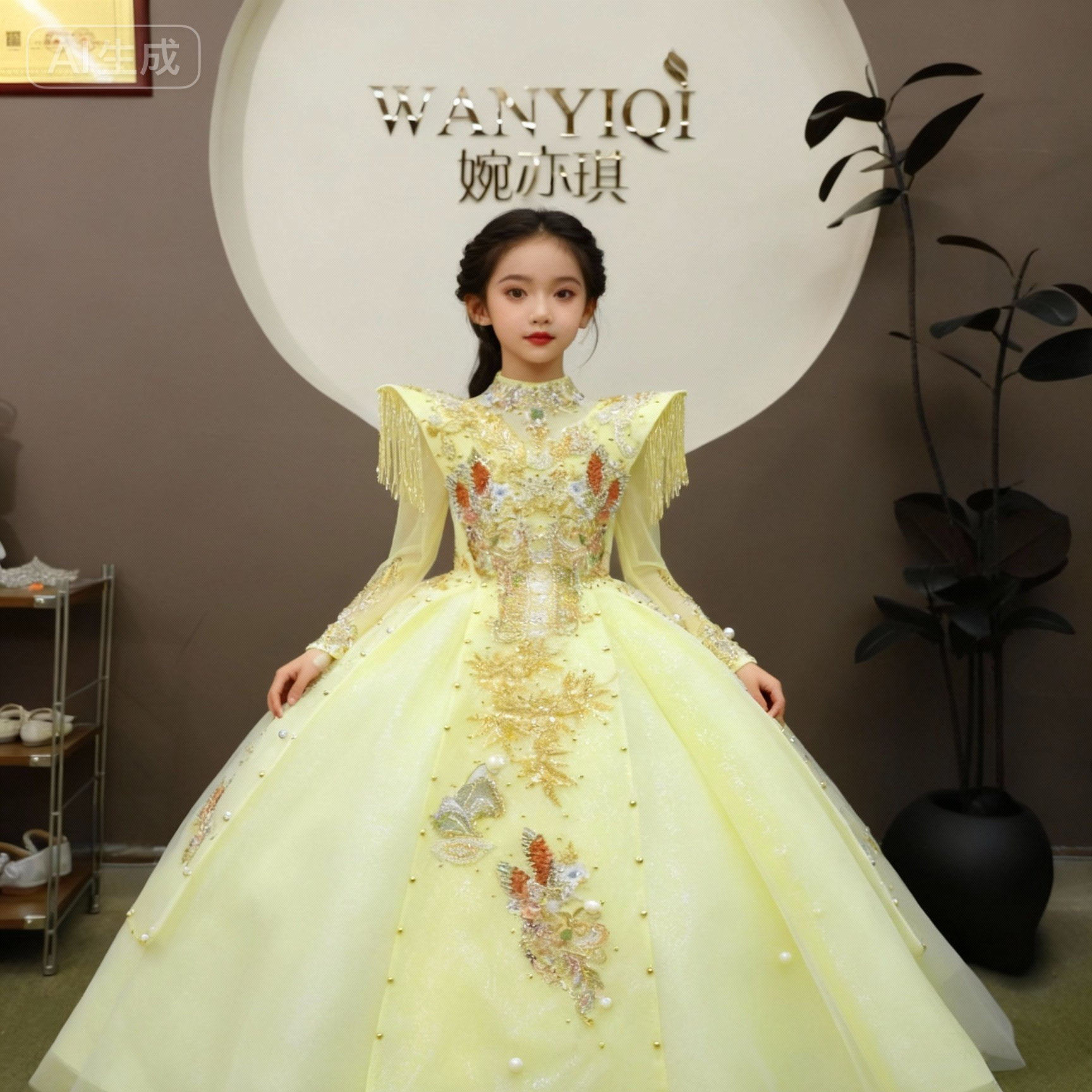 出租新年演出大女童新中式国风长袖新年主持人演出服女童生日礼服,童装/婴儿装/亲子装,儿童礼服,淘宝优惠券,粉丝福利购,淘宝优惠卷