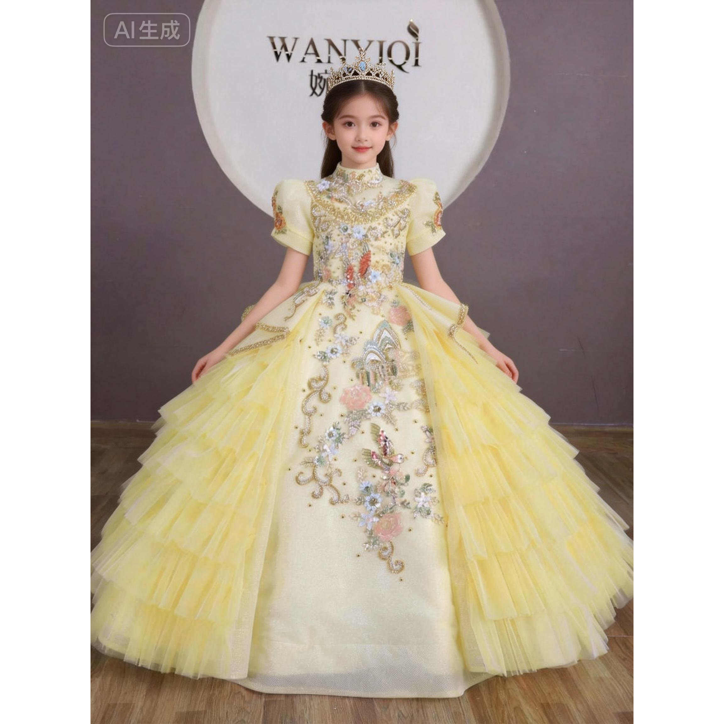 定制婉亦琪儿童演出服女童生日礼服新年春晚主持人国潮走秀演出服,童装/婴儿装/亲子装,儿童礼服,淘宝优惠券,粉丝福利购,淘宝优惠卷