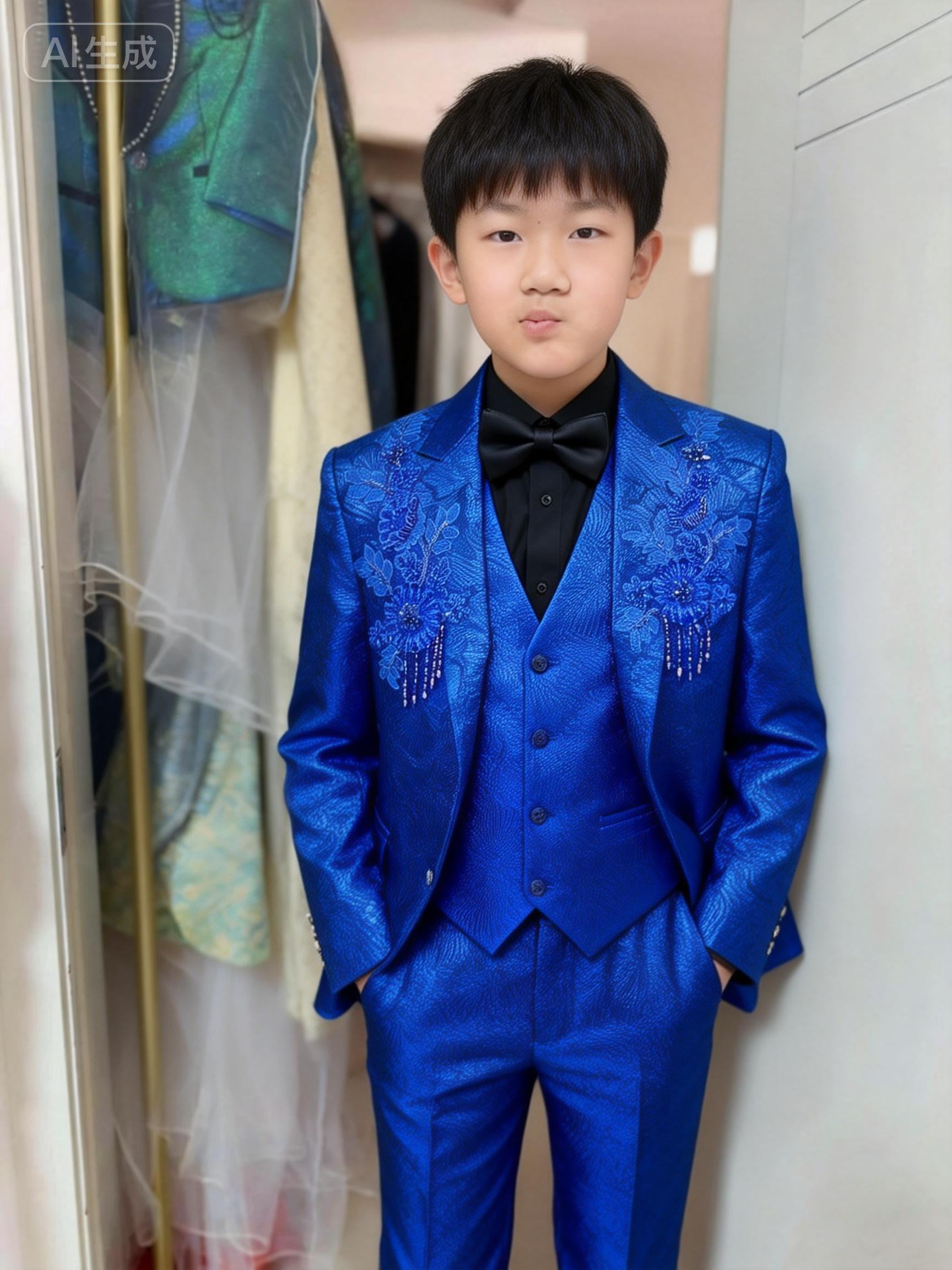 现货140规格男童生日礼服舞台主持人礼服男孩钢琴演出服可租赁