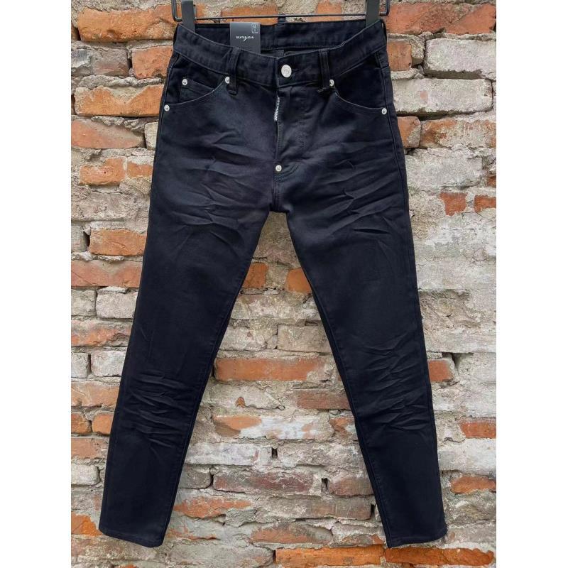 029四季款D2牛仔裤四季春秋新款潮男水洗纯黑色修身弹力小脚D2潮