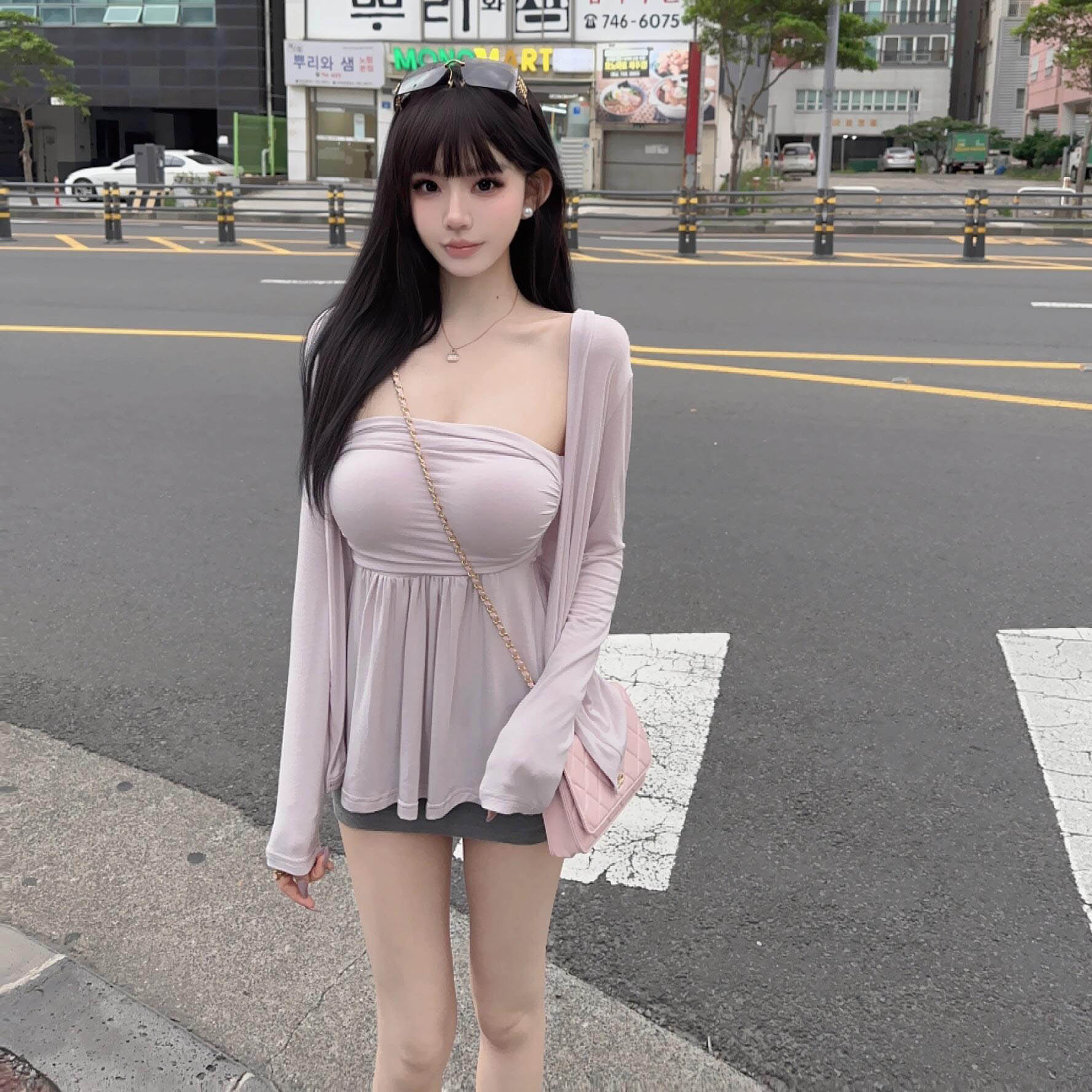 盘盘 热狗很辣 纯欲风爹妹【温柔佳人】气质开衫+抹胸裙两件套女