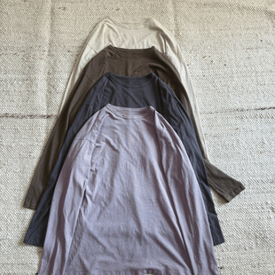 卿鹿高端原生态亚麻棉圆领长袖宽松打底衫自留推荐慵懒T恤上衣女