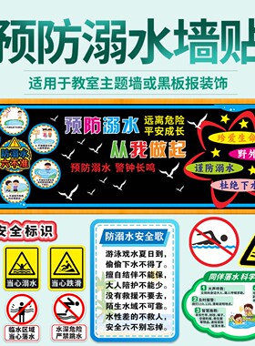 教室防溺水安全标识墙贴