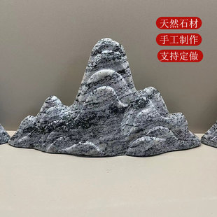 石雕雪浪石客厅玄关电视柜鱼缸假山造景桌面雪山石头微景观小摆件