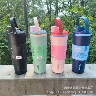 跨境新款owala保温杯304不锈钢便携大容量手提杯双饮吸管运动水杯