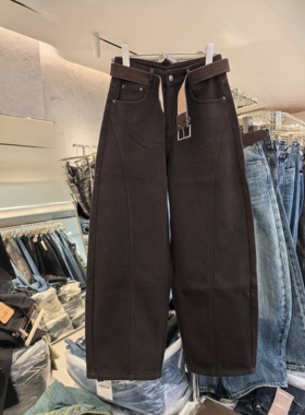 高个梨形身材首选厚绒过冬款弯刀裤女冬季新款欧货高腰宽松阔腿裤