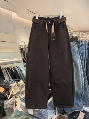 高个梨形身材首选厚绒过冬款弯刀裤女冬季新款欧货高腰宽松阔腿裤