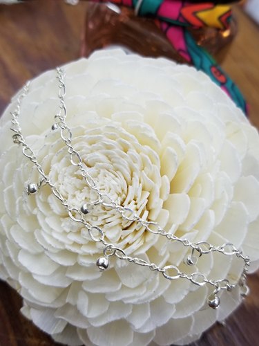 925素银脚链，豆豆款