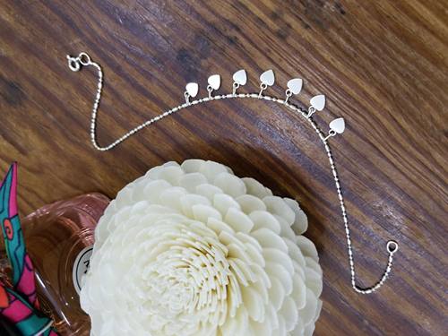 925素银心形脚链