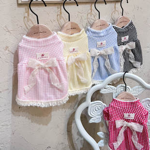 pup 格子小型犬马尔济斯约克夏西施 studio宠物衣服狗狗家居服法式