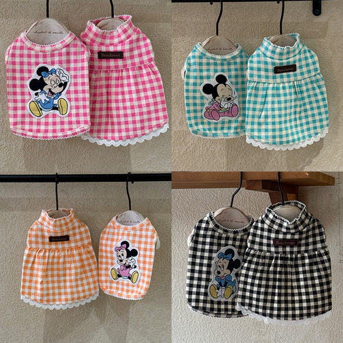 Bee挂腿裤宠物衣服狗狗格子家居服奶油风韩系马尔济斯约克夏西施