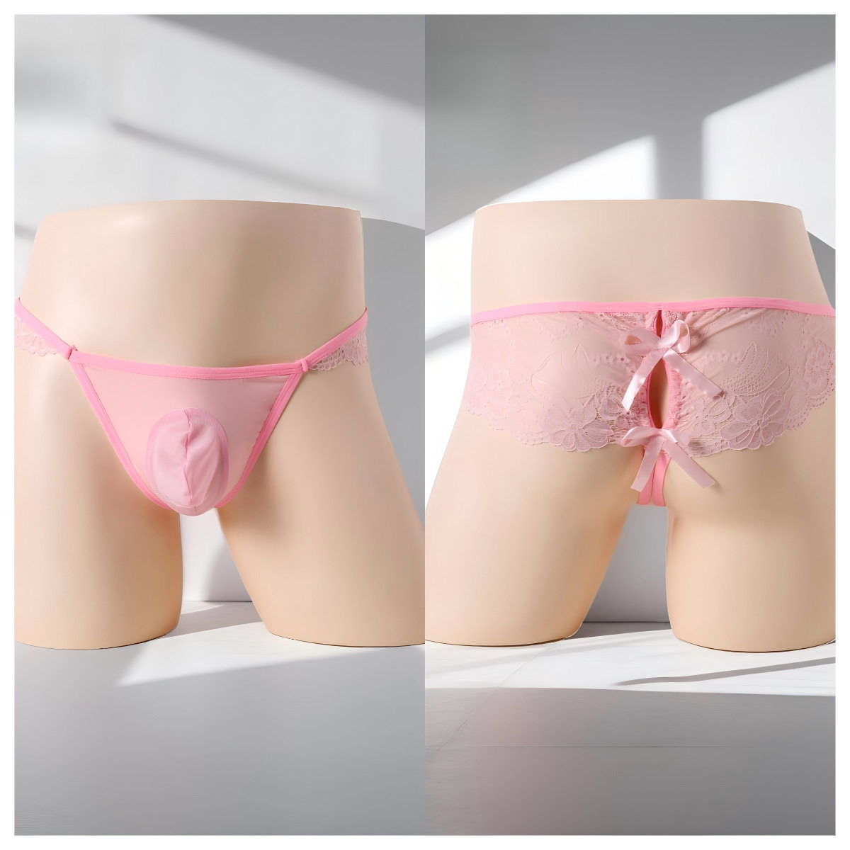 男士内裤男低腰蕾丝性感蕾丝系列内裤蝴蝶结装饰