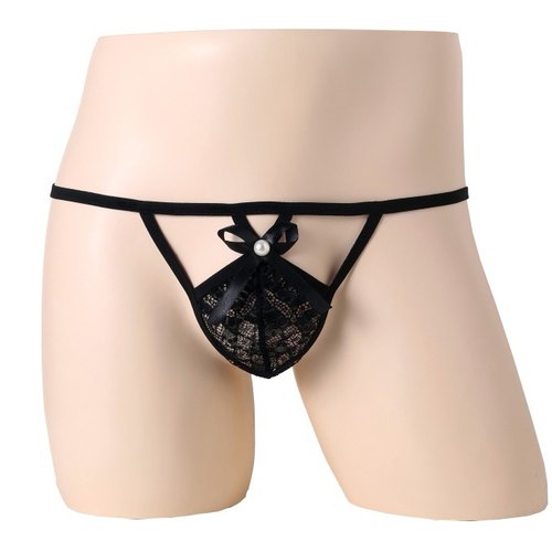 男士内裤男低腰蕾丝丁字裤性感蕾丝系列内裤蝴蝶结珍珠搭配