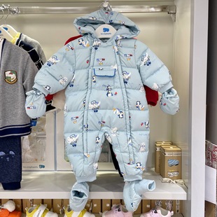 丽婴房专柜同款冬装男女宝宝羽绒服儿童连体衣婴儿新生儿爬服
