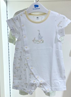 丽婴房商场专柜同款婴儿短袖连体衣2026夏超薄家居爬服全纯棉睡衣