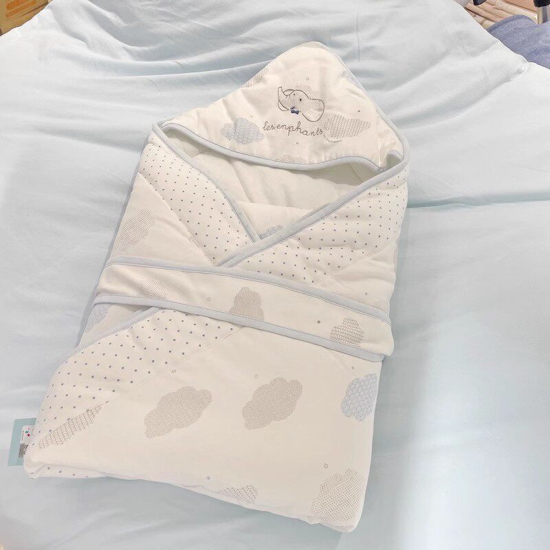 丽婴房商场专柜款抱被120克棉新生婴儿纯棉夹棉包巾抱毯冬小被子