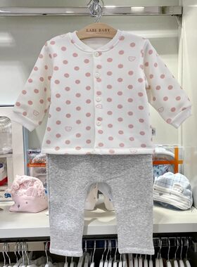 拉比正品春秋冬女童不倒绒保暖内衣套装婴儿加绒保暖家居服卫衣