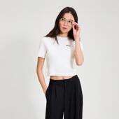 代购 针织纹理 ELLESSE女士运动T恤透气舒适轻盈易打理白色短款