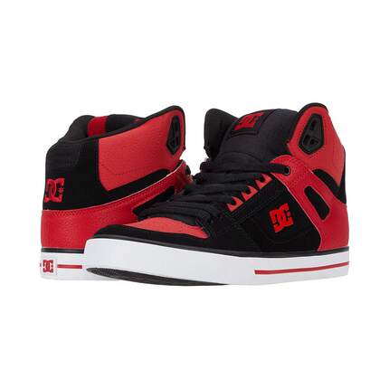 海外代购DC SHOES男士板鞋耐磨防滑透气舒适高帮红黑拼色